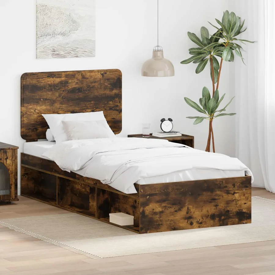 Cadre de lit Chêne fumé 100 x 200 cm Pin massif