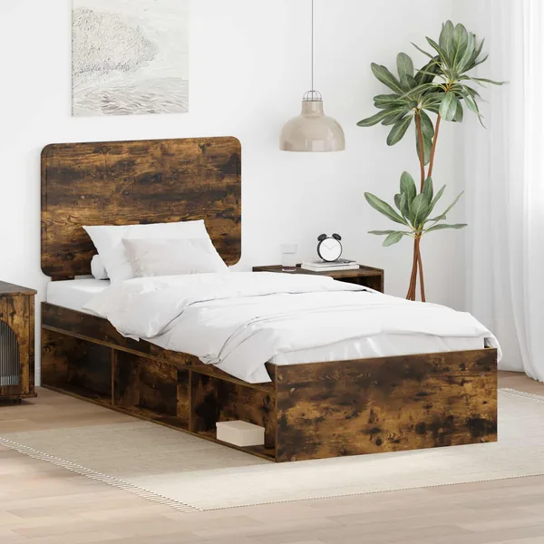 Cadre de lit Chêne fumé 100 x 200 cm Pin massif