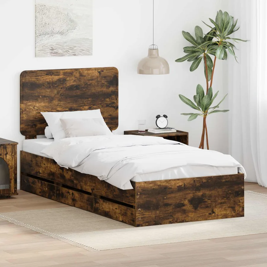 Cadre de lit Chêne fumé 100 x 200 cm Bois Ingénierie