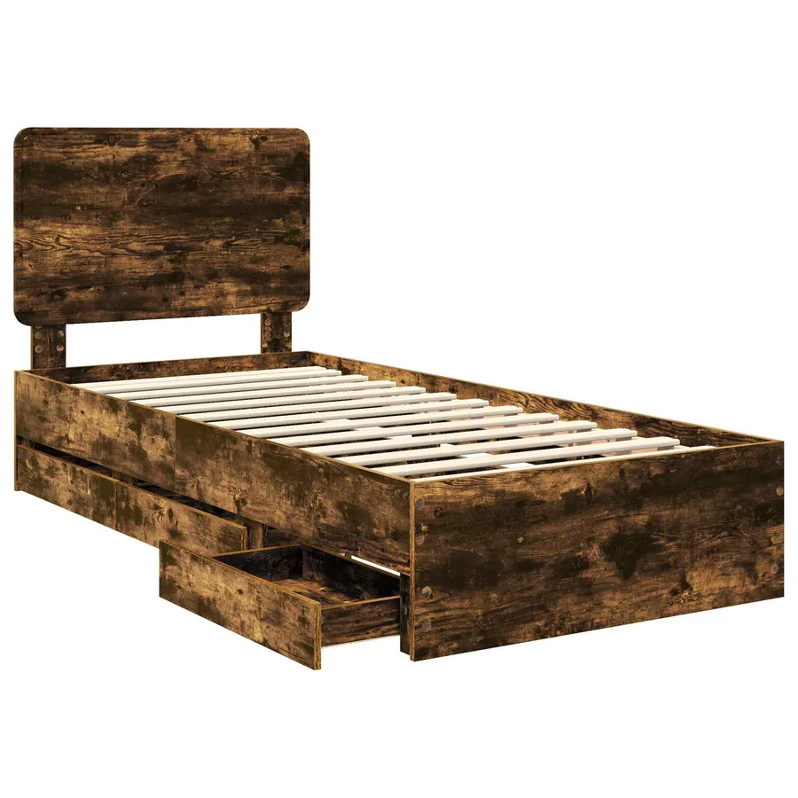 Cadre de lit Chêne fumé 100 x 200 cm Bois Ingénierie - 5
