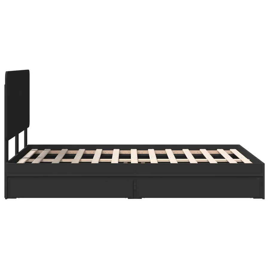 Lit de Rangement Noir 120 x 190 cm Bois d'ingénierie - 9