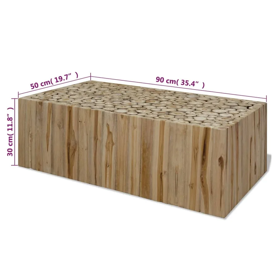 Table basse Teck véritable 90x50x30 cm - 7