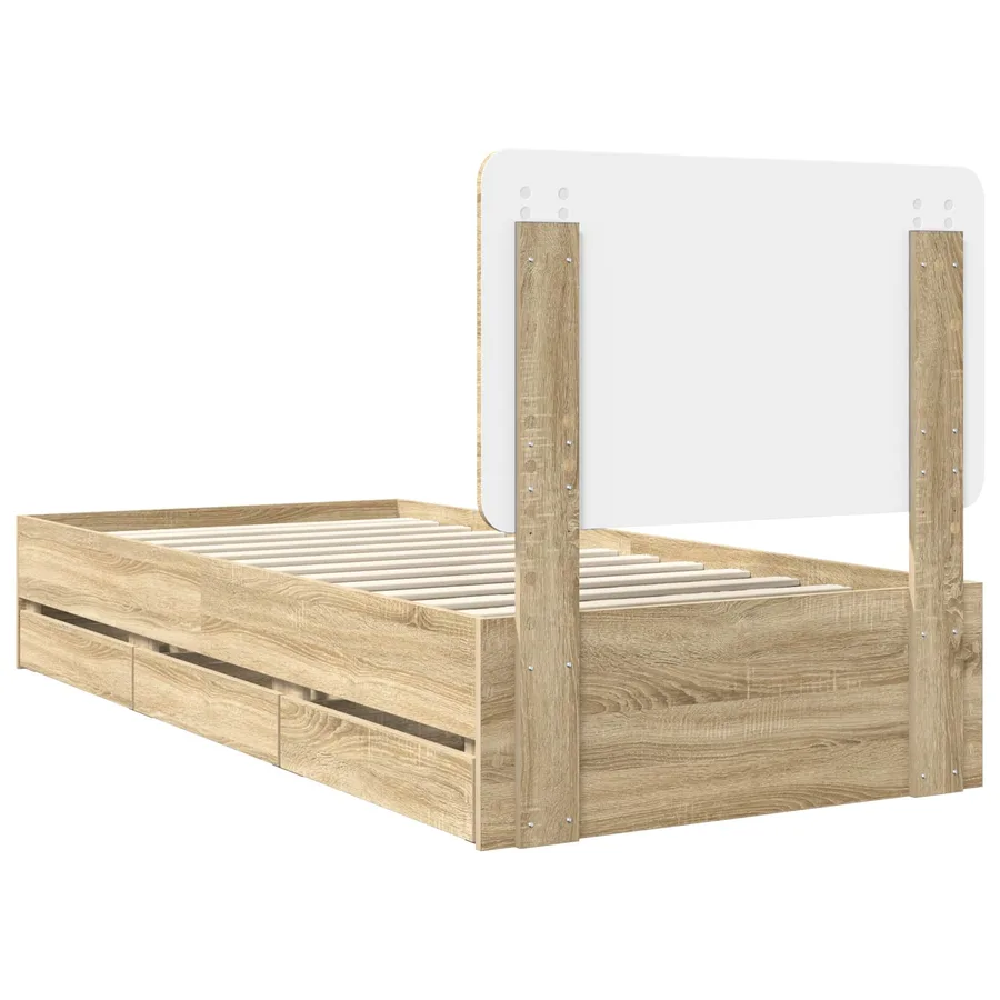 Cadre de lit Chêne Sonoma 100 x 200 cm Bois Ingénierie - 10