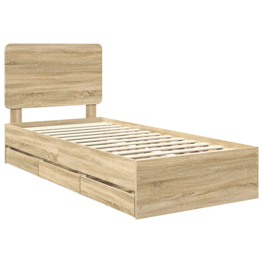 Cadre de lit Chêne Sonoma 100 x 200 cm Bois Ingénierie - 4