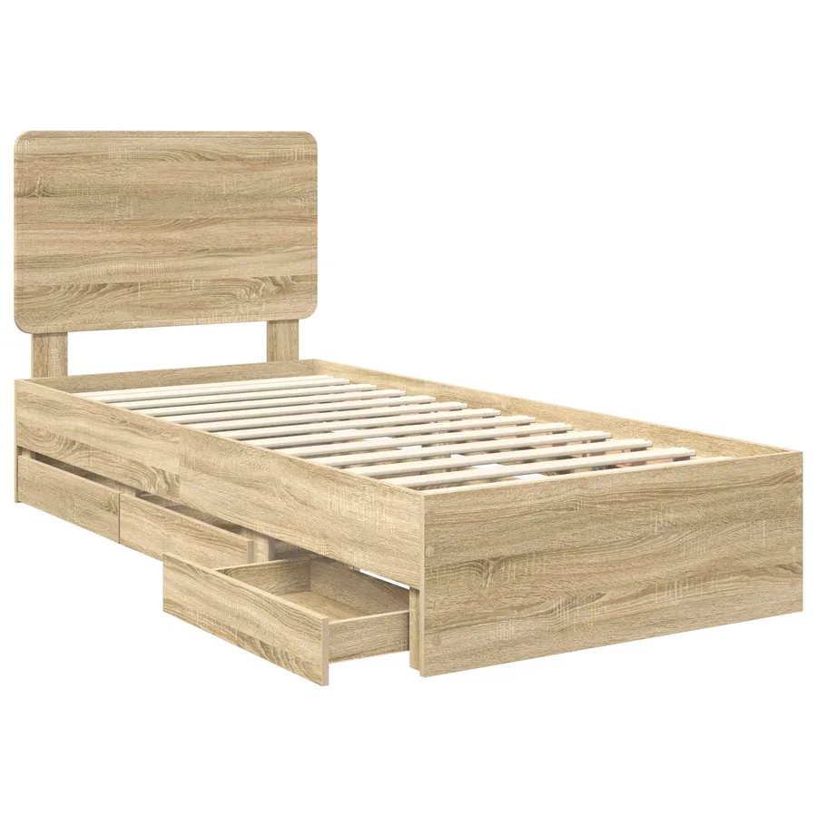 Cadre de lit Chêne Sonoma 100 x 200 cm Bois Ingénierie - 5