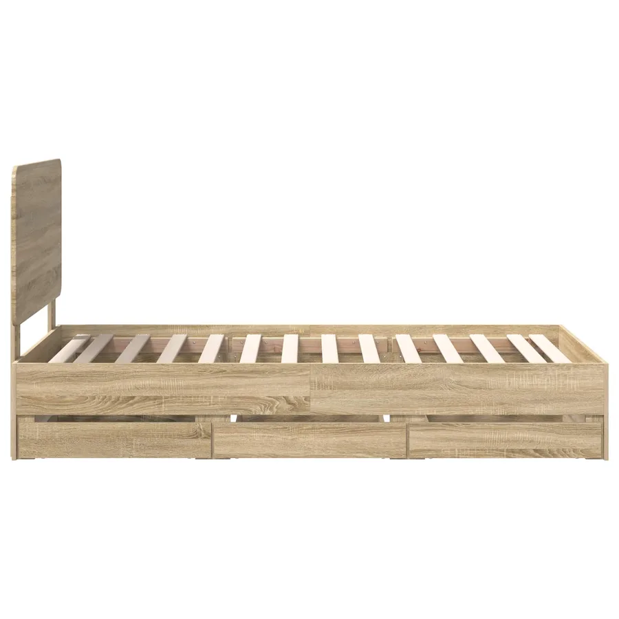 Cadre de lit Chêne Sonoma 100 x 200 cm Bois Ingénierie - 9