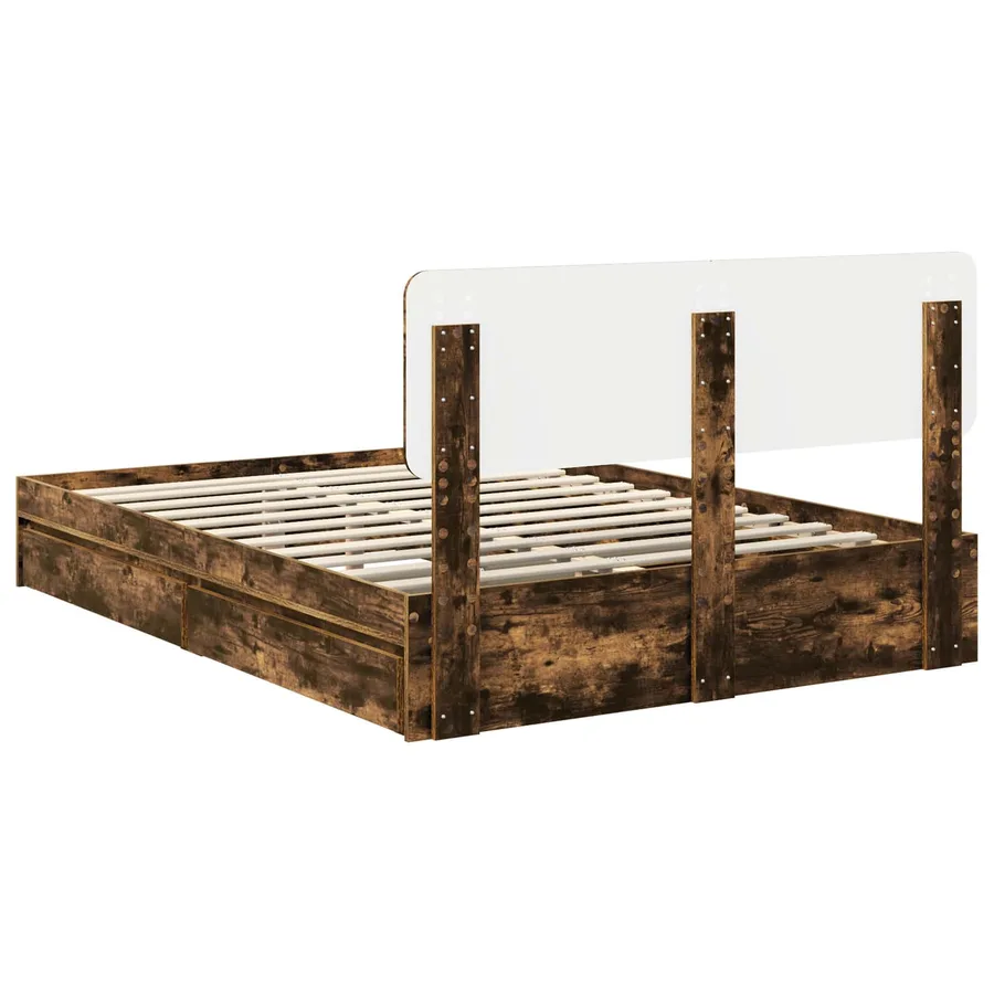 Lit de Rangement Chêne fumé 160 x 200 cm Bois d'ingénierie - 8