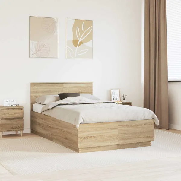 Cadre de lit Chêne Sonoma 135 x 190 cm Bois d'ingénierie