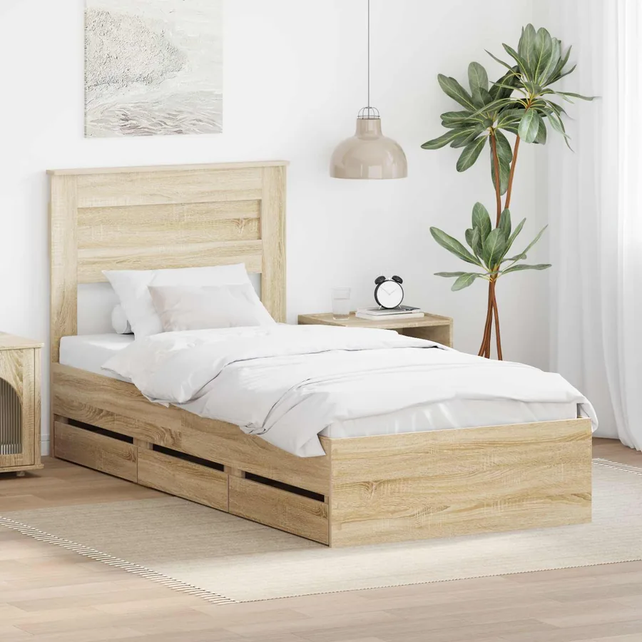 Cadre de lit Chêne Sonoma 100 x 200 cm Bois Ingénierie
