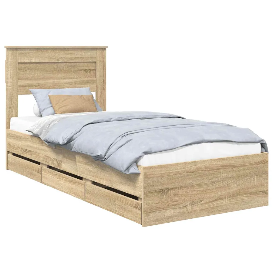 Cadre de lit Chêne Sonoma 100 x 200 cm Bois Ingénierie - 2