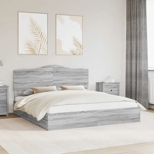 Lit de Rangement Gris Sonoma 200 x 200 cm Bois d'ingénierie