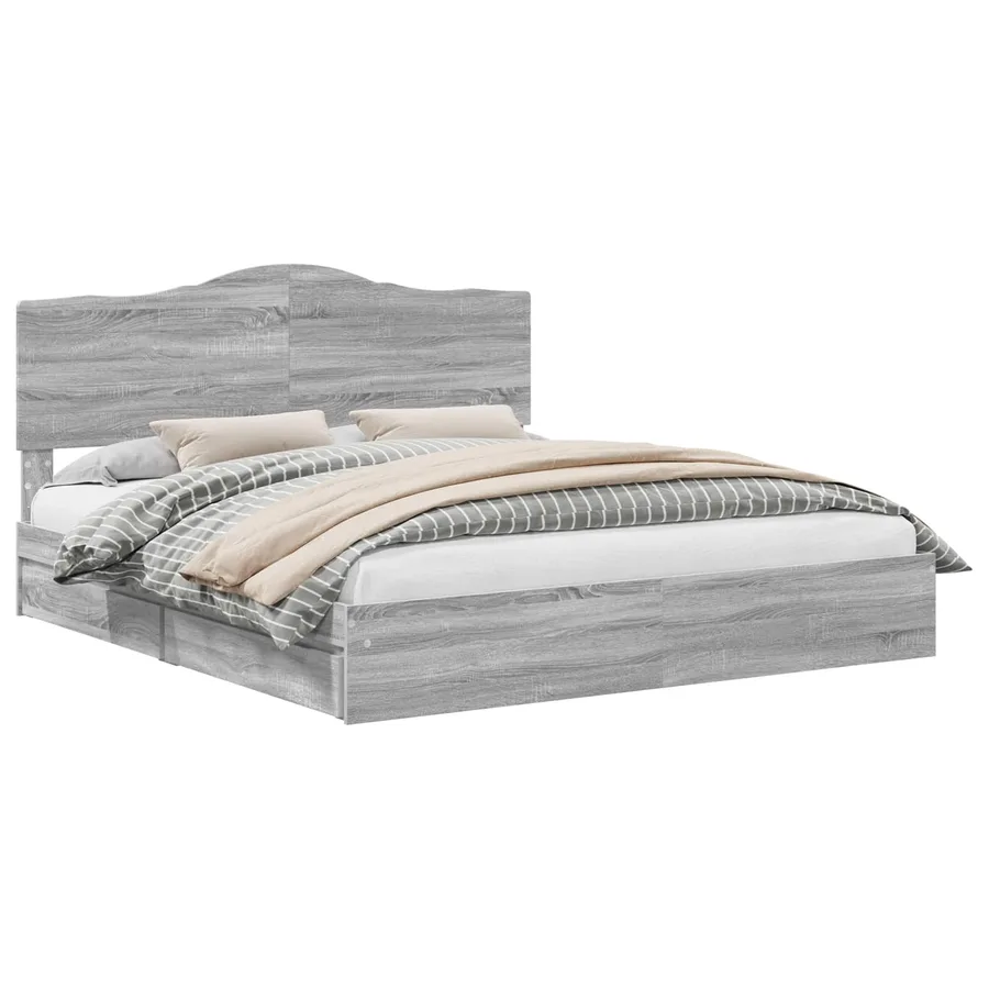 Lit de Rangement Gris Sonoma 200 x 200 cm Bois d'ingénierie - 2