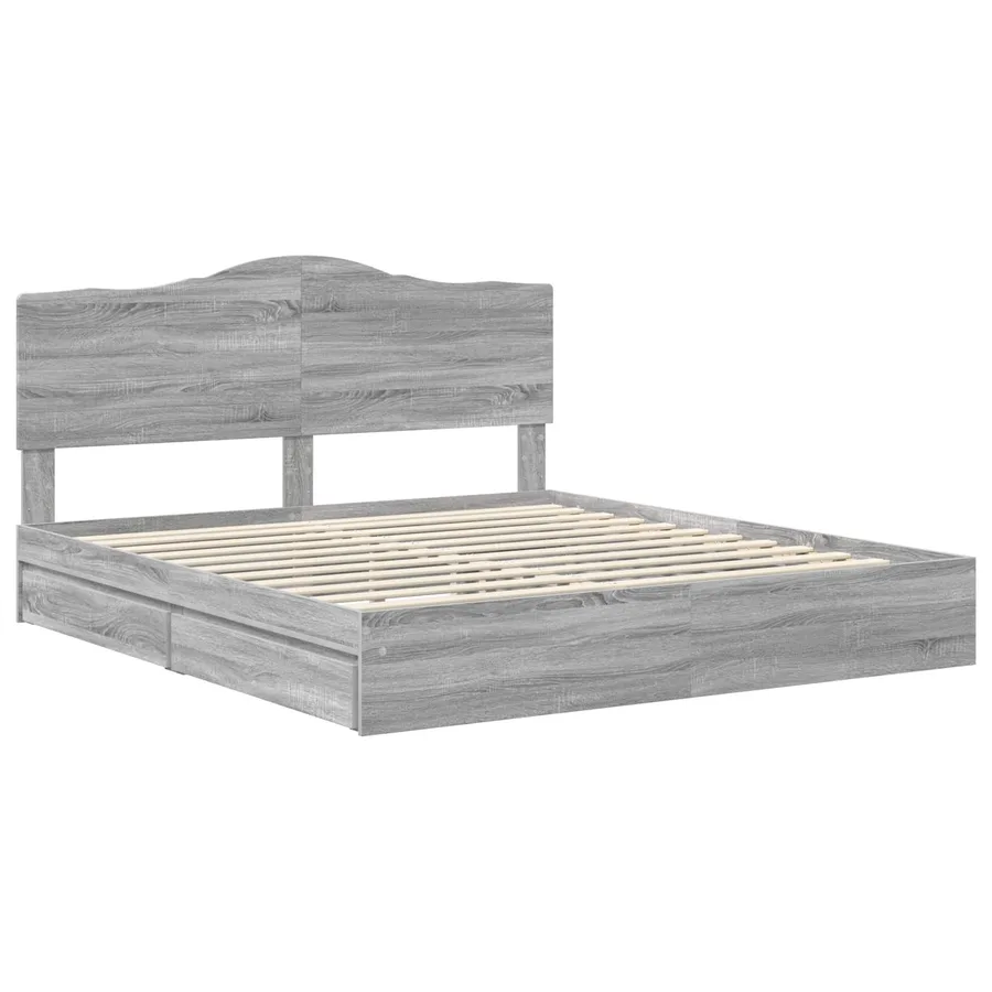 Lit de Rangement Gris Sonoma 200 x 200 cm Bois d'ingénierie - 4