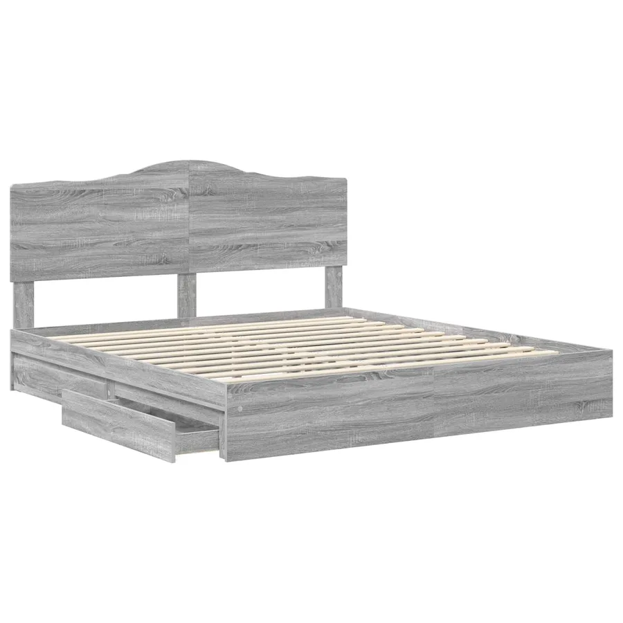 Lit de Rangement Gris Sonoma 200 x 200 cm Bois d'ingénierie - 5