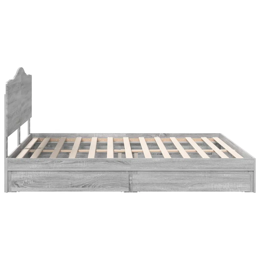 Lit de Rangement Gris Sonoma 200 x 200 cm Bois d'ingénierie - 9
