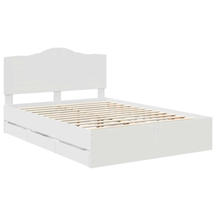 Cadre de lit avec tiroir Blanc 140 x 190 cm Bois Ingénierie - 4