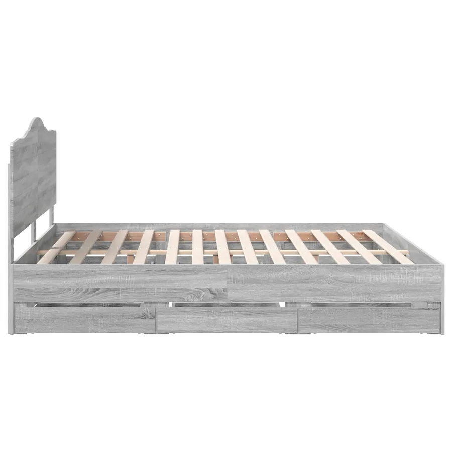Cadre de lit Sonoma gris 200 x 200 cm Bois Ingénierie - 9