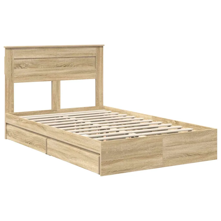 Lit de Rangement Chêne Sonoma 135 x 190 cm Bois d'ingénierie - 4