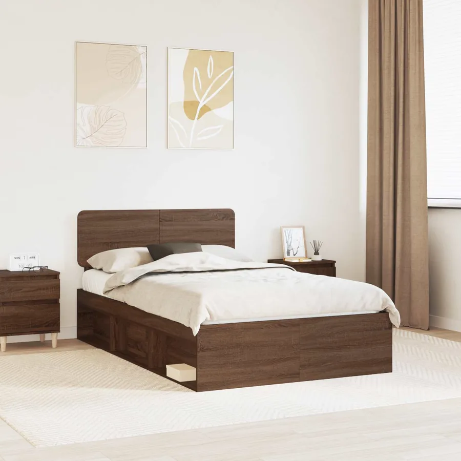 Cadre de lit Chêne brun 120 x 200 cm Pin massif