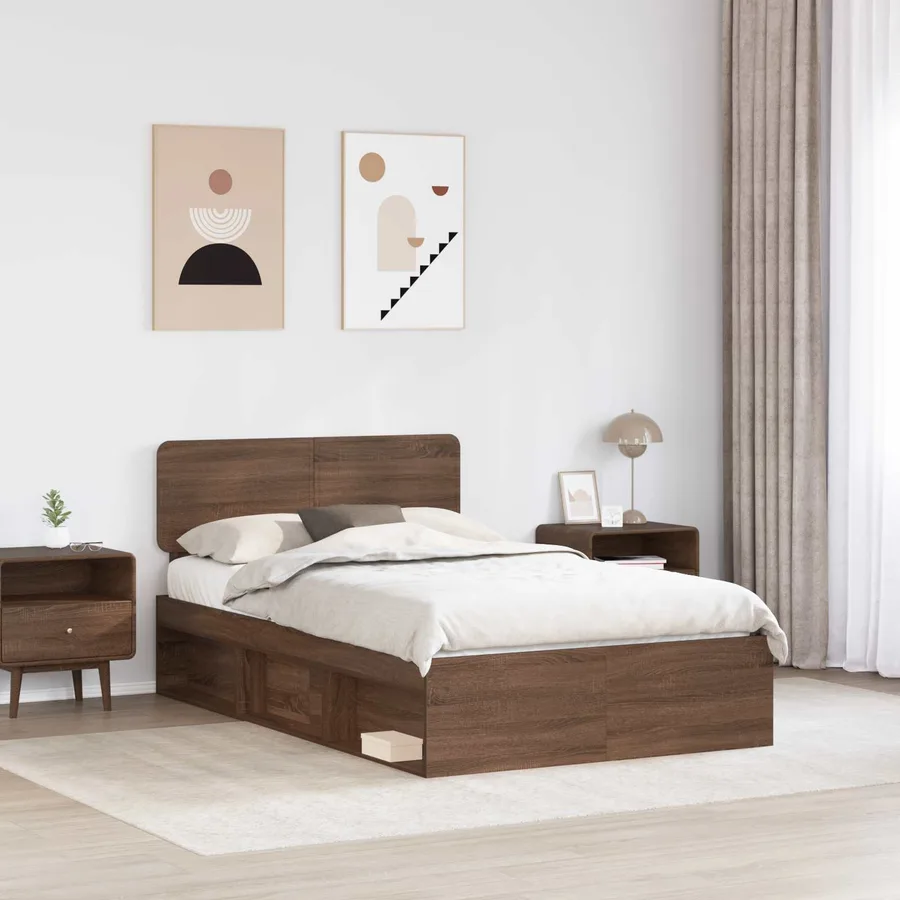 Cadre de lit Chêne brun 120 x 200 cm Pin massif - 3