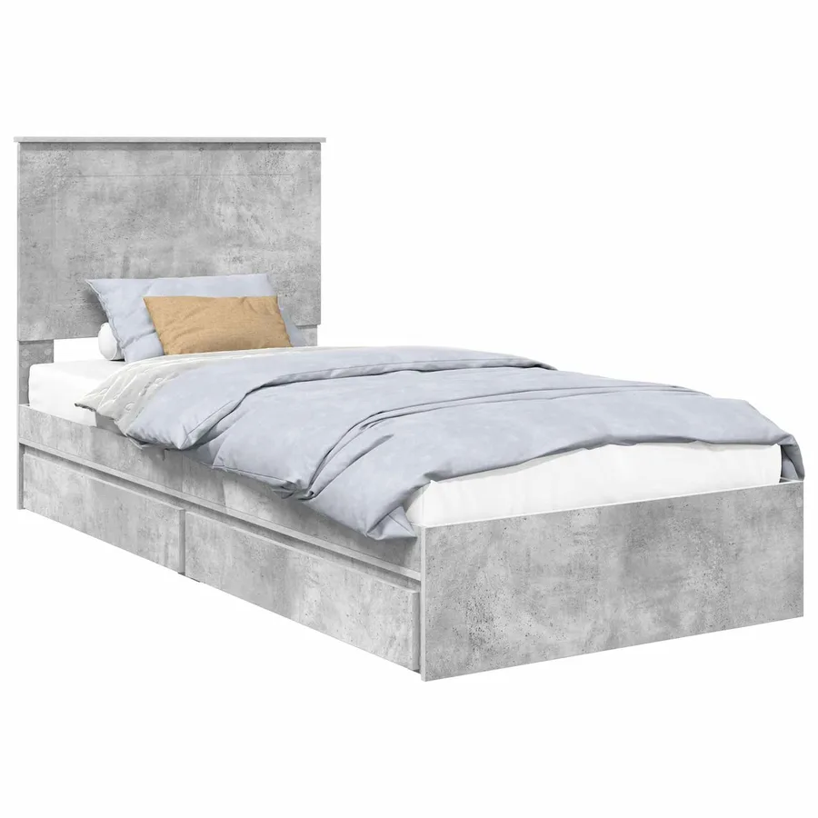 Lit de Rangement Gris béton 90 x 190 cm Bois d'ingénierie - 2