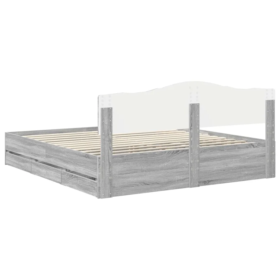 Cadre de lit Gris Sonoma 200 x 200 cm Bois Ingénierie - 10