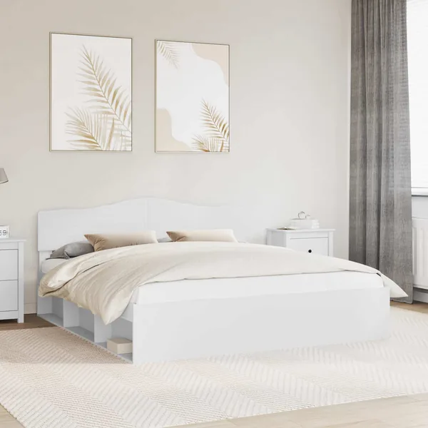 Cadre de lit Blanc 200 x 200 cm Bois de pin massif