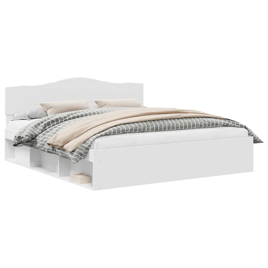 Cadre de lit Blanc 200 x 200 cm Bois de pin massif - 2
