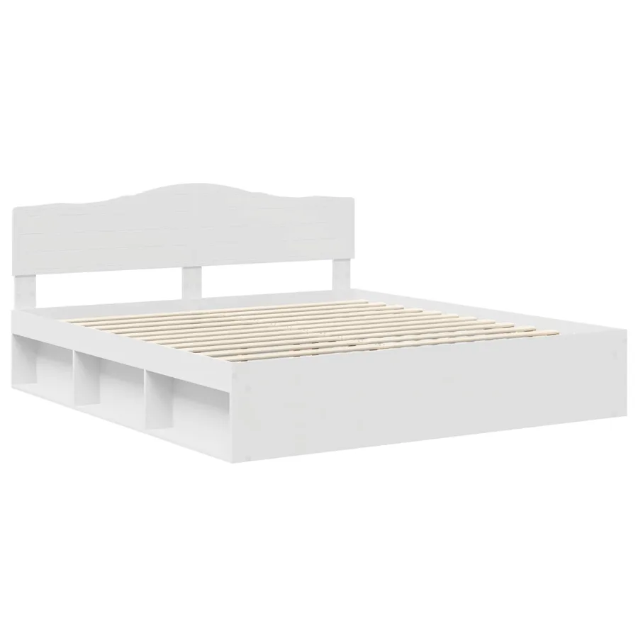 Cadre de lit Blanc 200 x 200 cm Bois de pin massif - 4
