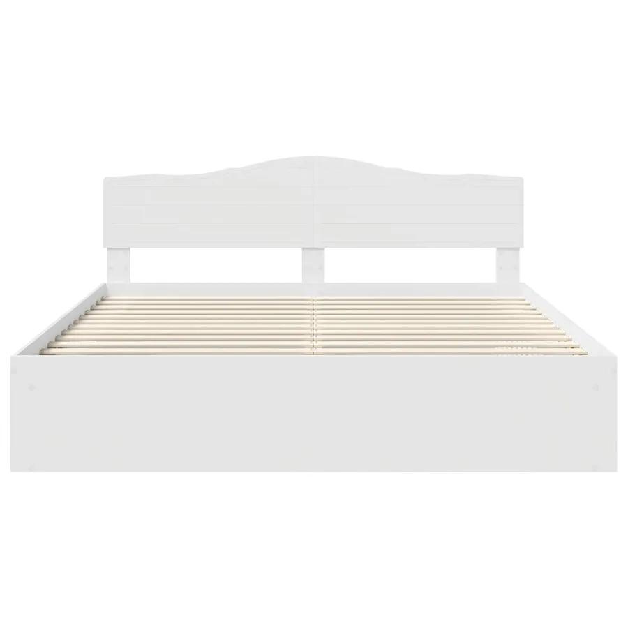 Cadre de lit Blanc 200 x 200 cm Bois de pin massif - 7