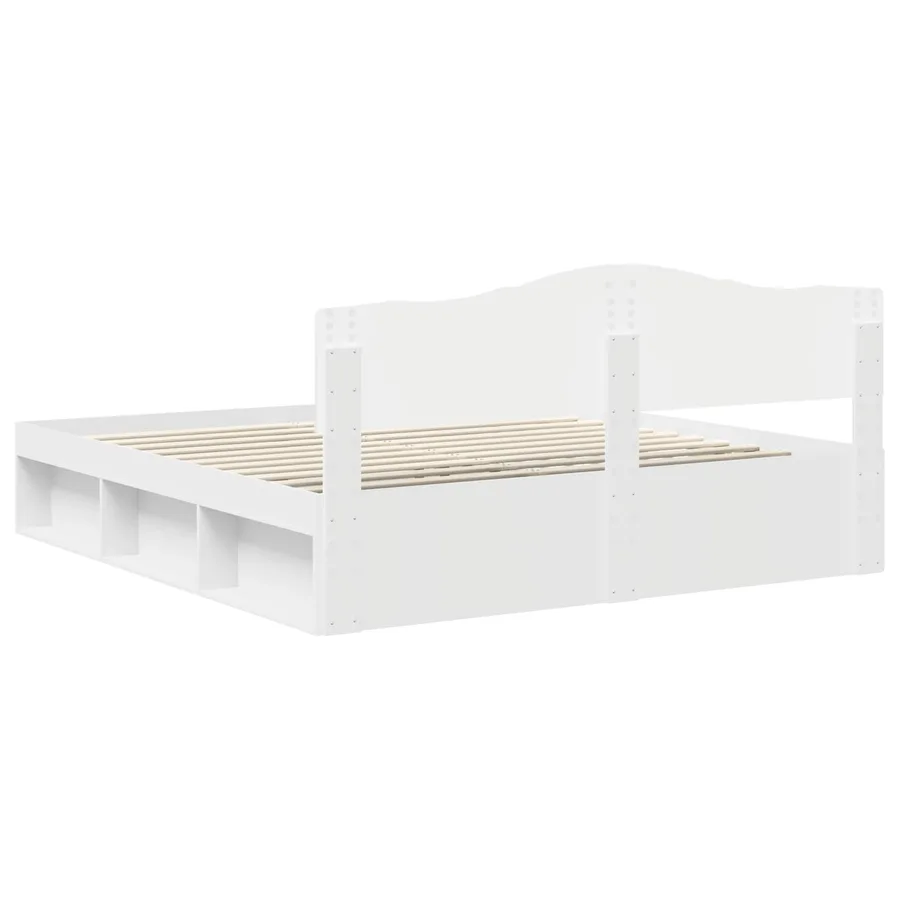 Cadre de lit Blanc 200 x 200 cm Bois de pin massif - 9
