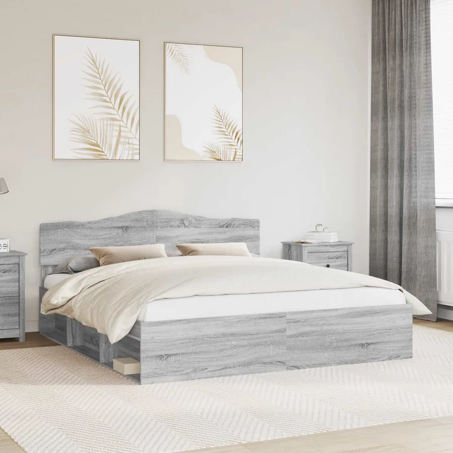 Cadre de lit Gris Sonoma 200 x 200 cm Bois de pin massif