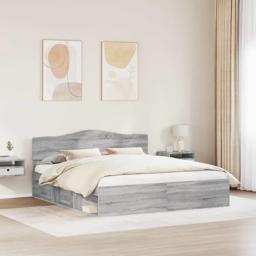 Cadre de lit Gris Sonoma 200 x 200 cm Bois de pin massif - 3