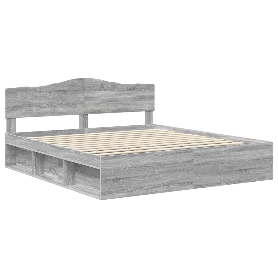 Cadre de lit Gris Sonoma 200 x 200 cm Bois de pin massif - 4