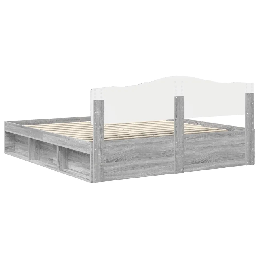 Cadre de lit Gris Sonoma 200 x 200 cm Bois de pin massif - 9