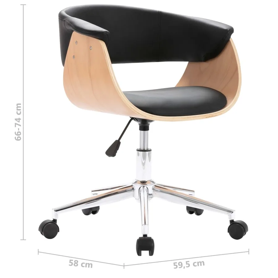 Chaise pivotante à manger Noir Bois courbé et similicuir - 8