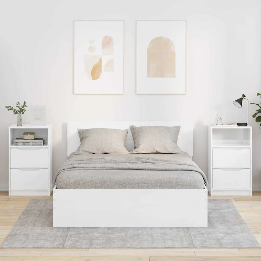 Tables de chevet 2 pcs Blanc brillant 40 x 30 x 467 cm