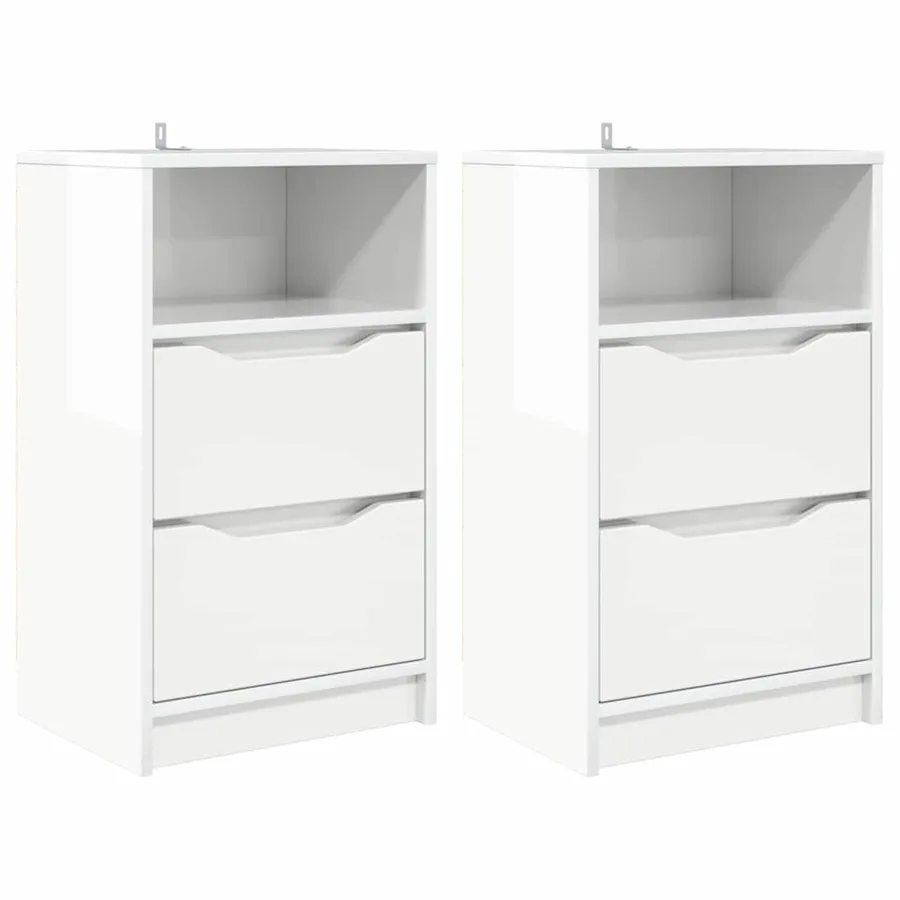 Tables de chevet 2 pcs Blanc brillant 40 x 30 x 467 cm - 2