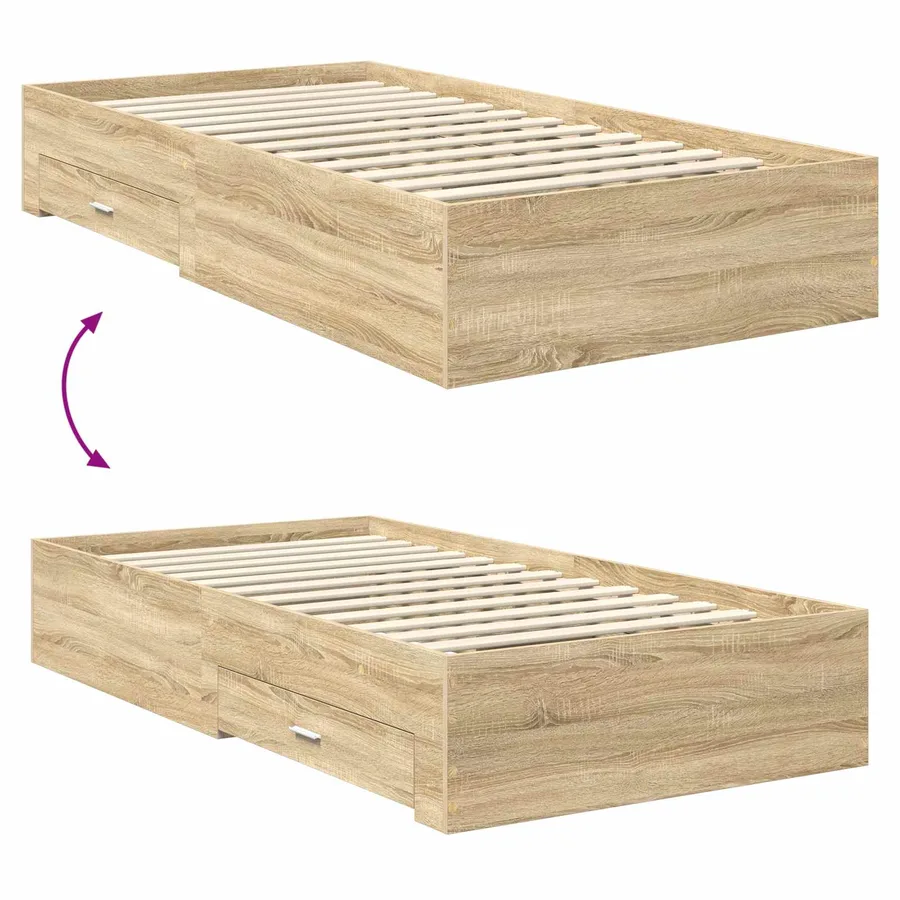 Cadre de lit Chêne Sonoma 100 x 200 cm Bois d'ingénierie - 12