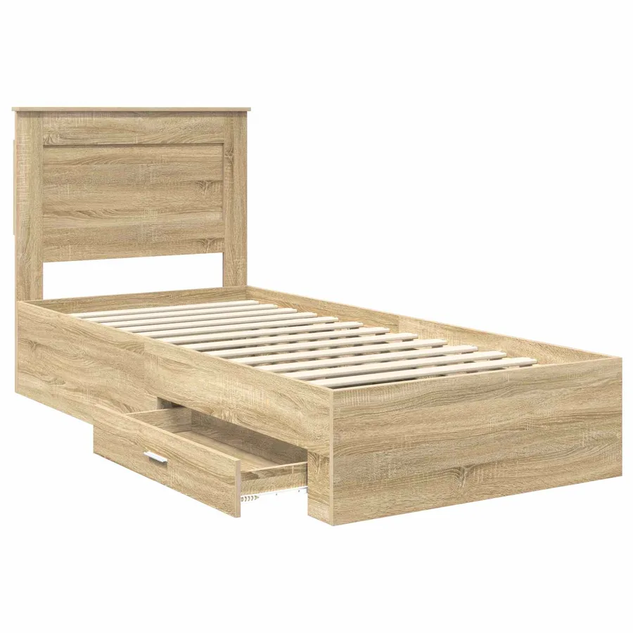 Cadre de lit Chêne Sonoma 100 x 200 cm Bois d'ingénierie - 5