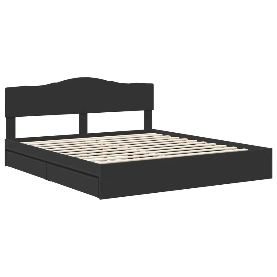 Lit de Rangement Noir 200 x 200 cm Bois d'ingénierie - 4