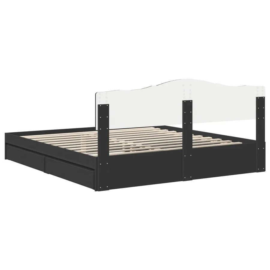 Lit de Rangement Noir 200 x 200 cm Bois d'ingénierie - 8