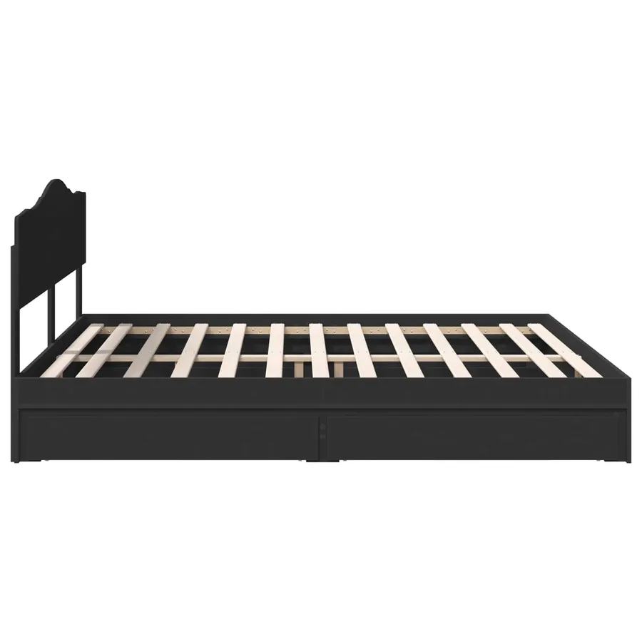 Lit de Rangement Noir 200 x 200 cm Bois d'ingénierie - 9