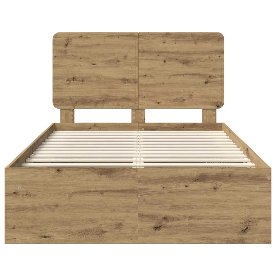 Cadre de lit Chêne artisan 120 x 200 cm Bois de pin massif - 7