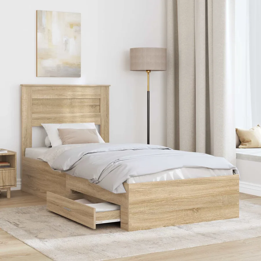 Cadre de lit Chêne Sonoma 100 x 200 cm Bois d'ingénierie - 3