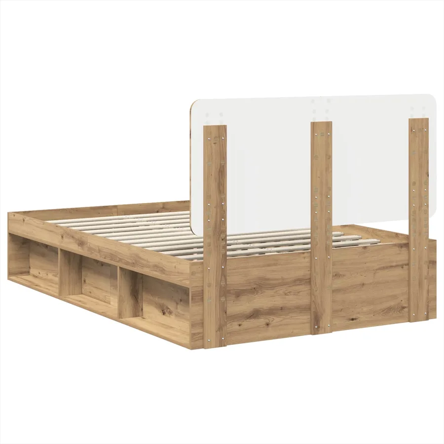 Cadre de lit Chêne artisan 120 x 190 cm Bois de pin massif - 9