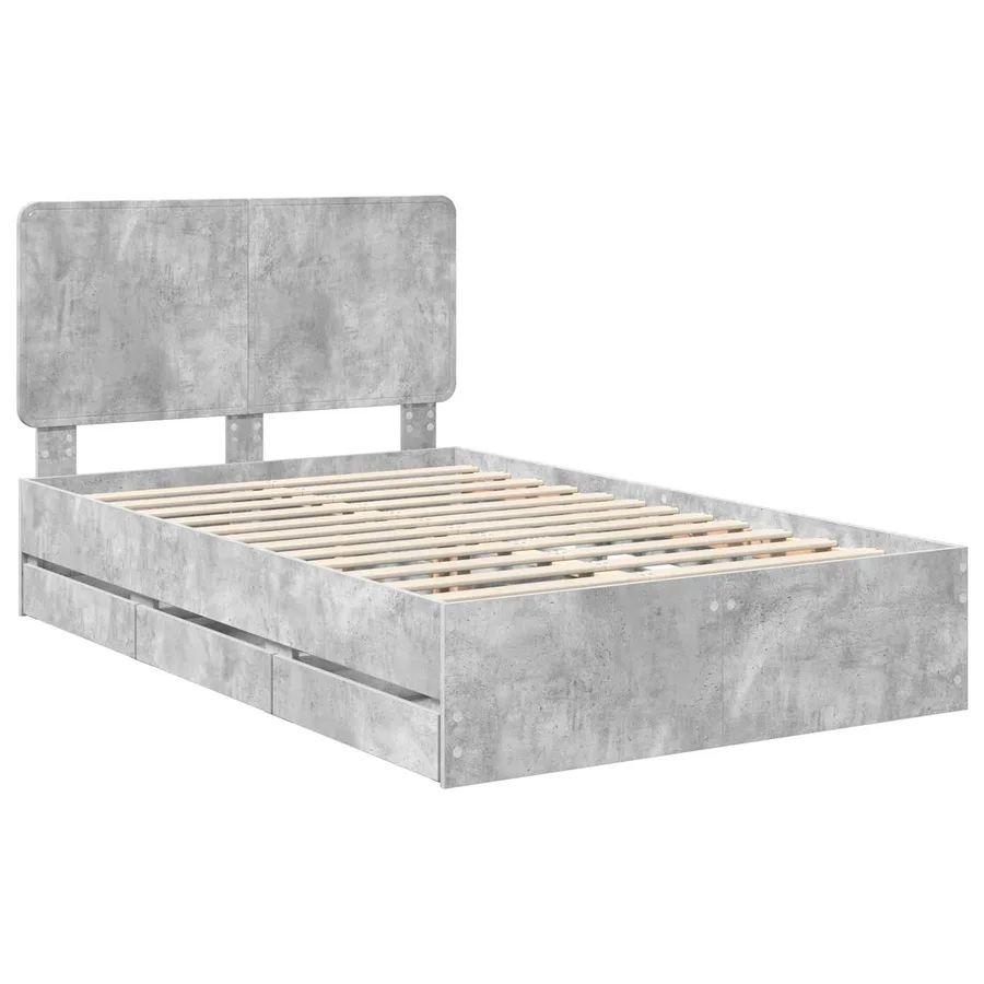 Cadre de lit Gris béton 120 x 190 cm Bois Ingénierie - 4