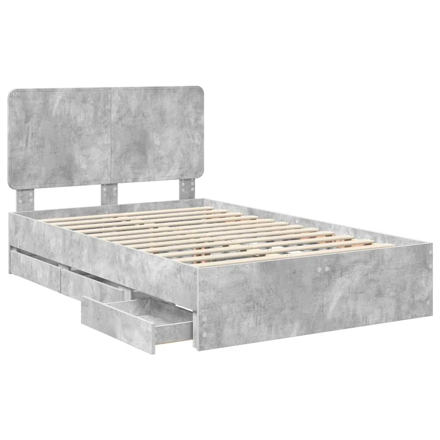 Cadre de lit Gris béton 120 x 190 cm Bois Ingénierie - 5