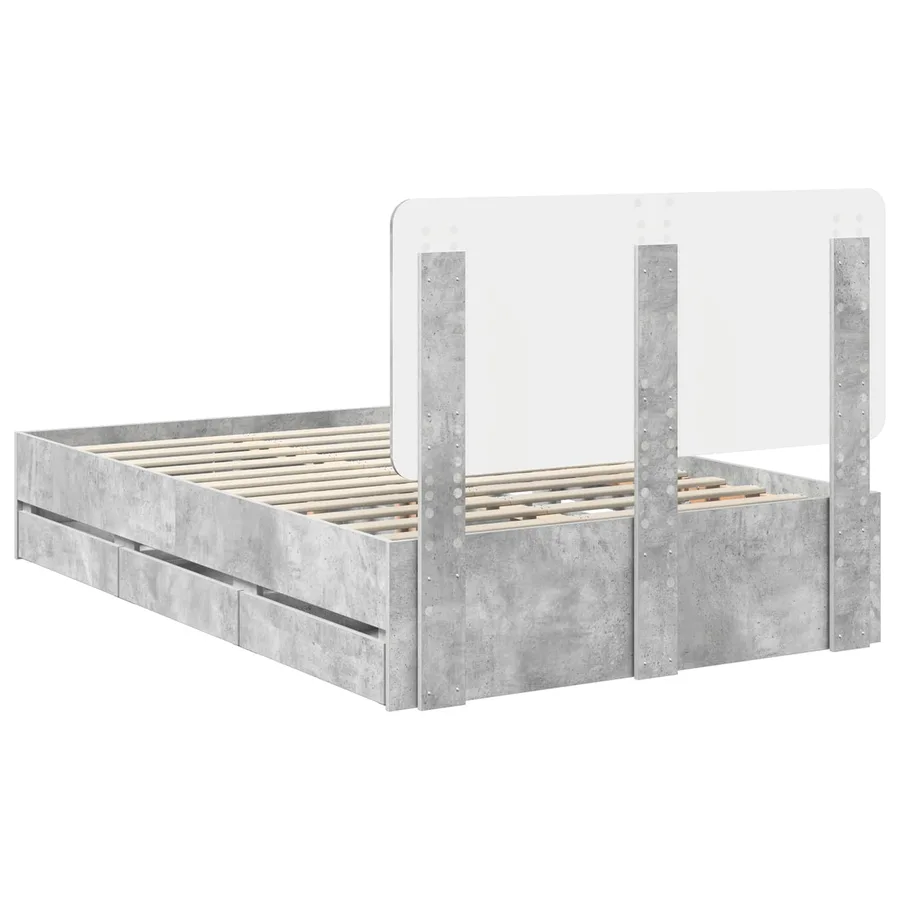 Cadre de lit Gris béton 120 x 190 cm Bois Ingénierie - 8