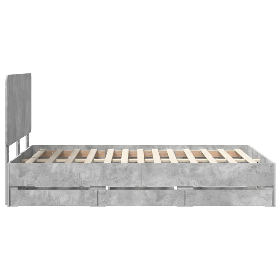 Cadre de lit Gris béton 120 x 190 cm Bois Ingénierie - 9